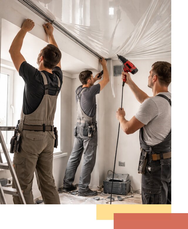 Монтаж глянцевого натяжного потолка в Кашире быстро и качественно