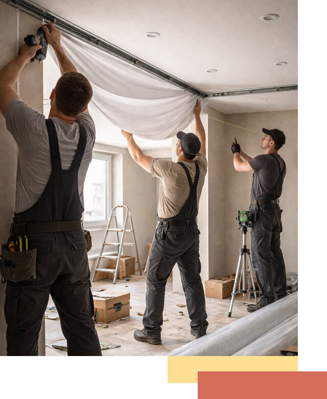 Монтаж парящего натяжного потолка под ключ в Кашире