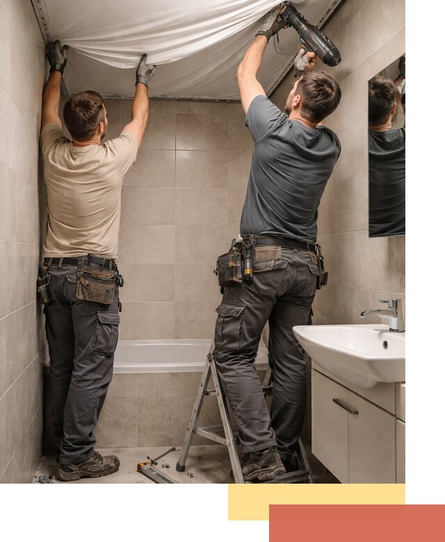 Монтаж натяжного потолка в ванной в Кашире быстро и качественно