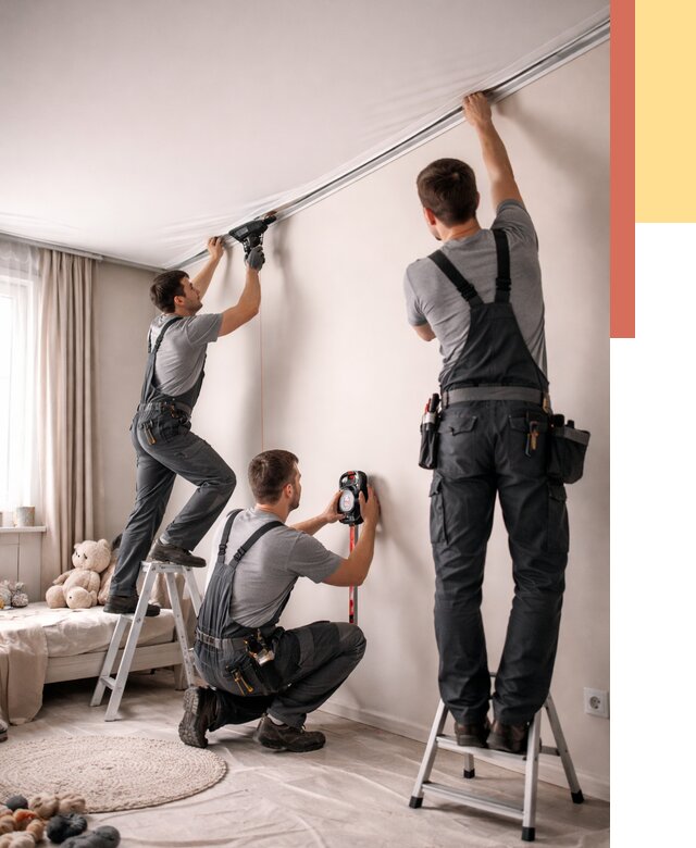 Монтаж натяжного потолка в детской в Кашире от 3645 руб. — быстро и недорого | ОТДЕЛОЧНИК-Кшр