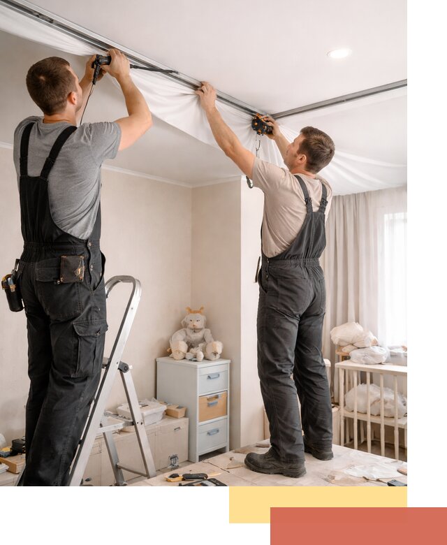 Монтаж натяжного потолка в детской комнате в Кашире