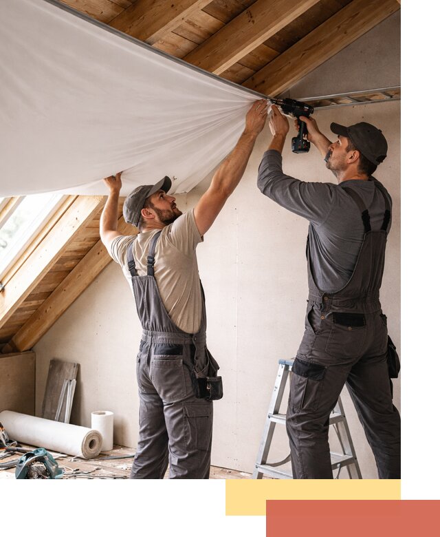 Монтаж натяжного потолка в мансарде в Кашире