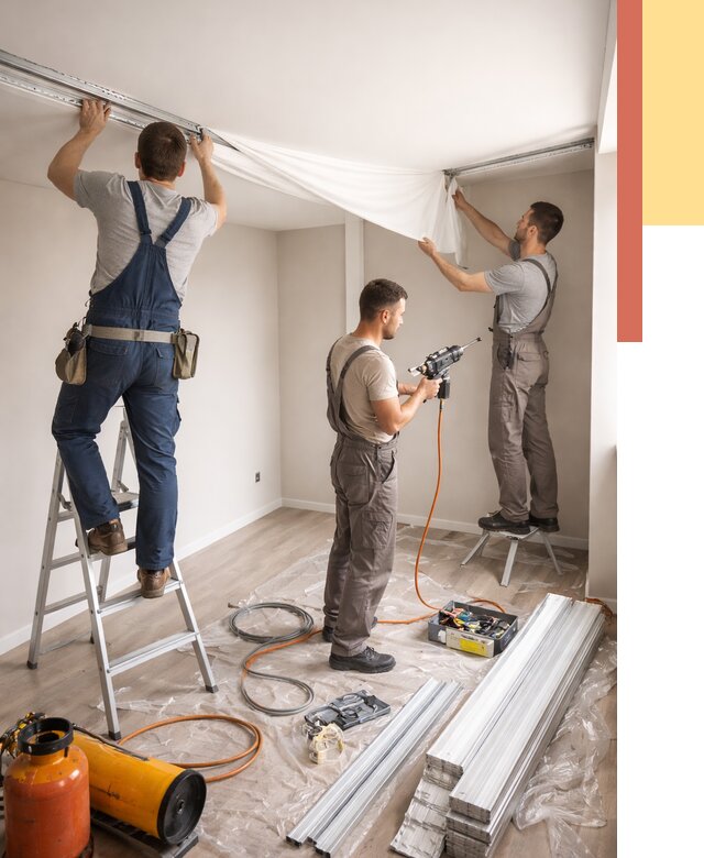 Монтаж натяжного потолка в студии в Кашире от 5728 руб. — быстро и недорого | ОТДЕЛОЧНИК-Кшр