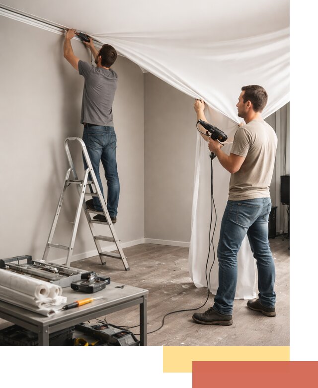 Монтаж натяжного потолка в студии в Кашире