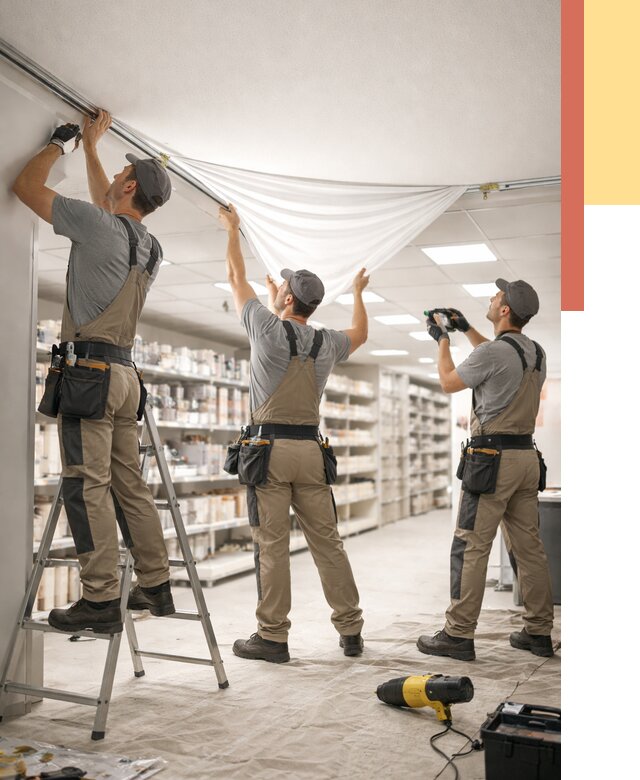 Монтаж натяжного потолка в магазине в Кашире от 4686 руб. быстро и недорого | ОТДЕЛОЧНИК-Кшр