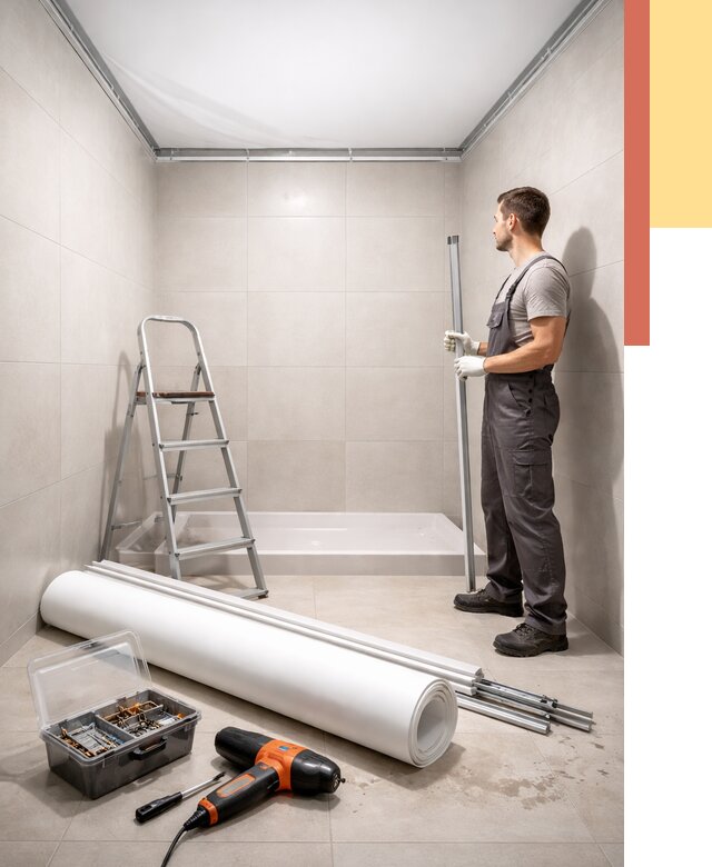 Монтаж натяжного потолка в санузле в Кашире от 1927 руб. — ОТДЕЛОЧНИК-Кшр