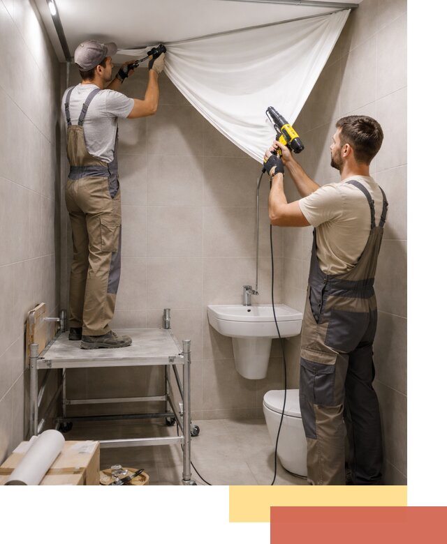 Монтаж натяжного потолка в санузле в Кашире