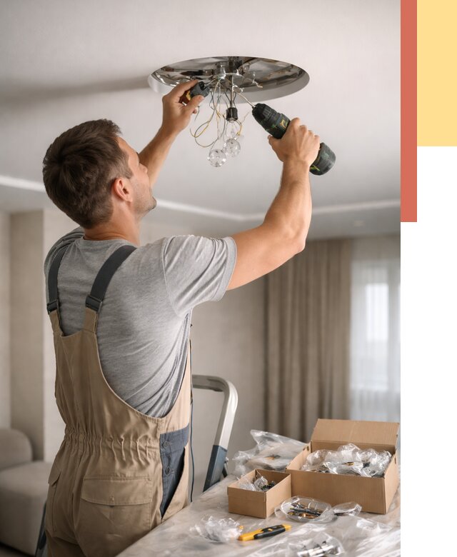 Установка люстры в натяжной потолок в Кашире от 1250 руб. | Быстро и недорого — ОТДЕЛОЧНИК-Кшр