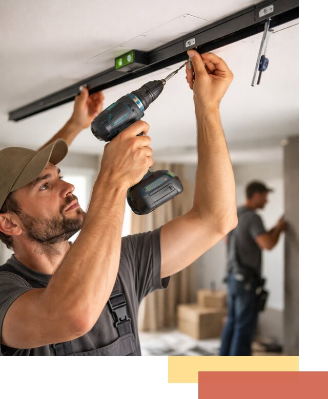 Установка трековых светильников в натяжной потолок в Кашире