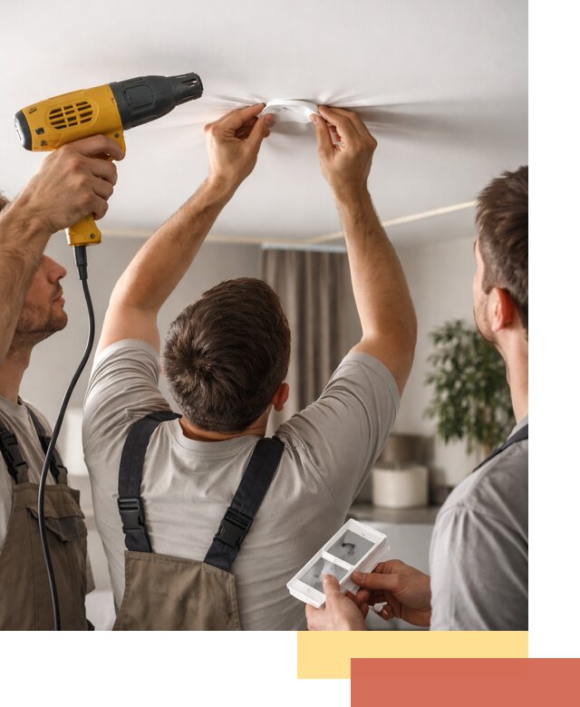 Ремонт прокола полотна натяжного потолка в Кашире