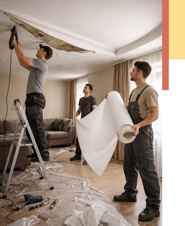 Замена полотна натяжного потолка в Кашире от 9893 руб. быстро и недорого | ОТДЕЛОЧНИК-Кшр