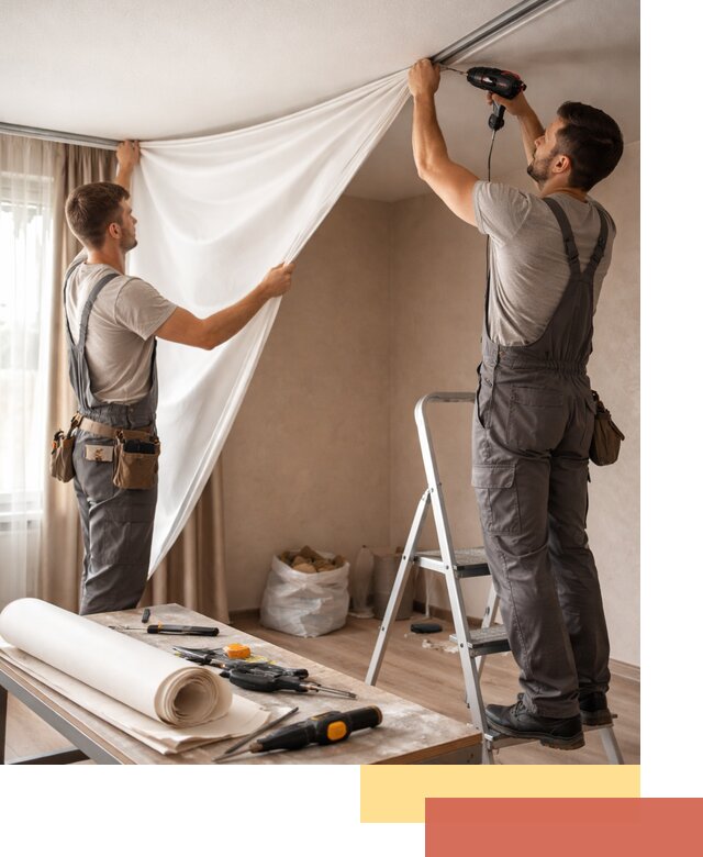 Замена полотна натяжного потолка в Кашире быстро и качественно