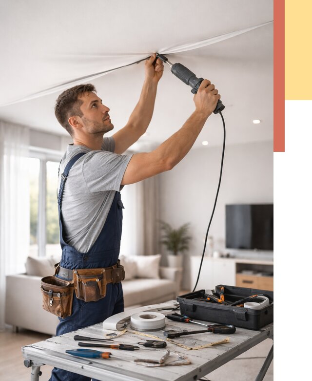 Ремонт натяжных потолков в Кашире от 9893 руб. под ключ — ОТДЕЛОЧНИК-Кшр