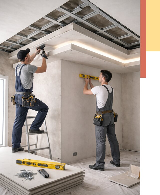 Двухуровневый потолок из гипсокартона в Кашире от 1510 руб. под ключ | ОТДЕЛОЧНИК-Кшр