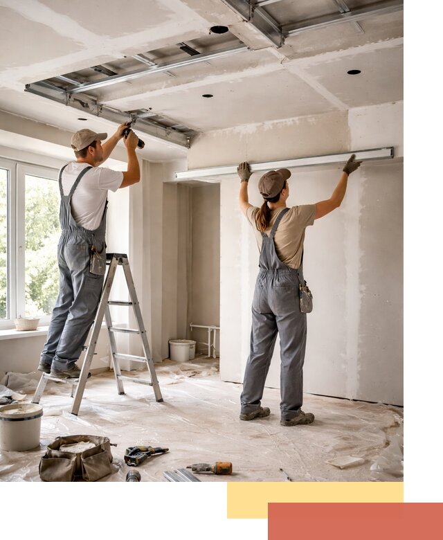 Монтаж многоуровневого потолка из гипсокартона в Кашире