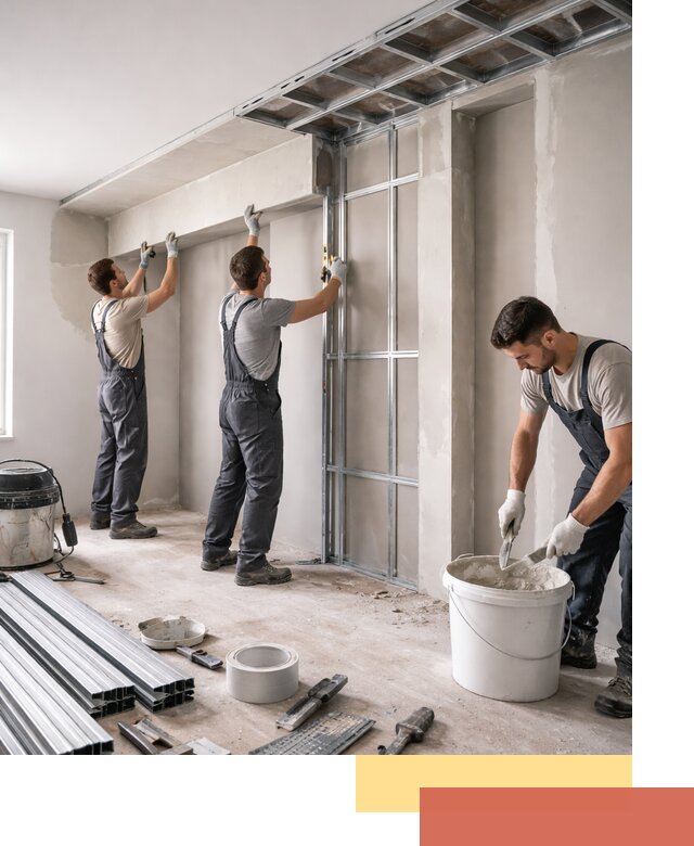 Монтаж потолка из гипсокартона с нишей в Кашире