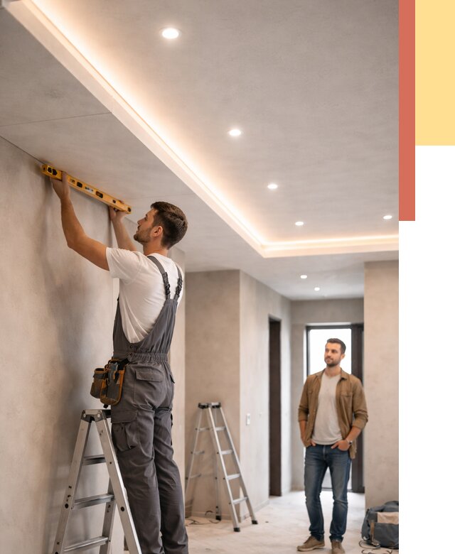 Потолок из гипсокартона с подсветкой в Кашире от 781 руб./м2 под ключ | ОТДЕЛОЧНИК-Кшр