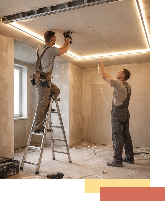 Потолок из гипсокартона с подсветкой в Кашире