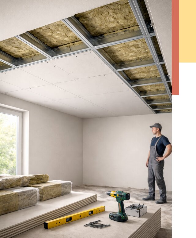 Звукоизоляция потолка ГКЛ в Кашире от 989 руб. — монтаж под ключ | ОТДЕЛОЧНИК-Кшр