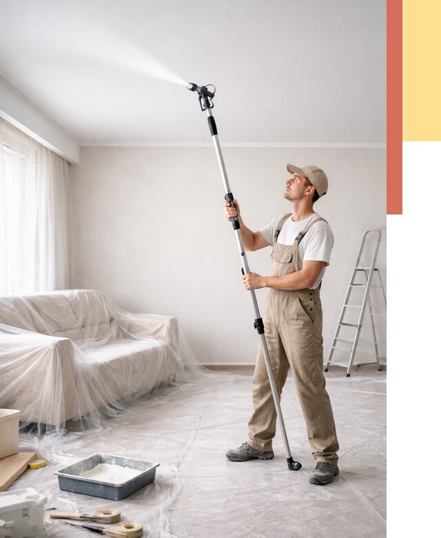 Покраска потолка краскопультом в Кашире от 4686 руб. быстро и недорого | ОТДЕЛОЧНИК-Кшр