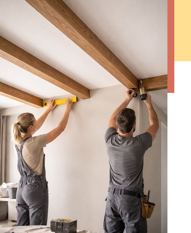 Монтаж декоративных балок на потолок в Кашире от 4374 руб. — ОТДЕЛОЧНИК-Кшр