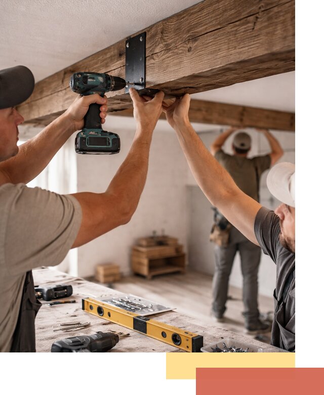 Монтаж декоративных потолочных балок в Кашире